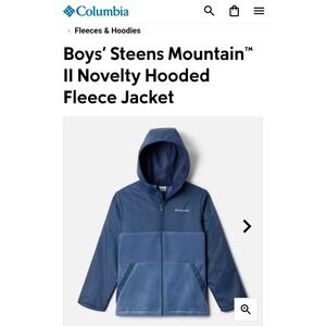 Columbia Boys XL Youth Steens Mountain Novelty Fleece Blue Hooded Jacket
